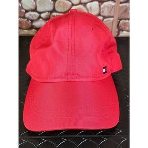 Tommy HIlfiger Hat Cap Strap Back Red Blue Flag Spell Out Logo Casual Mens